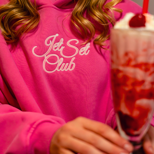 Jet Set Club Hoodie- Bubblegum Pink